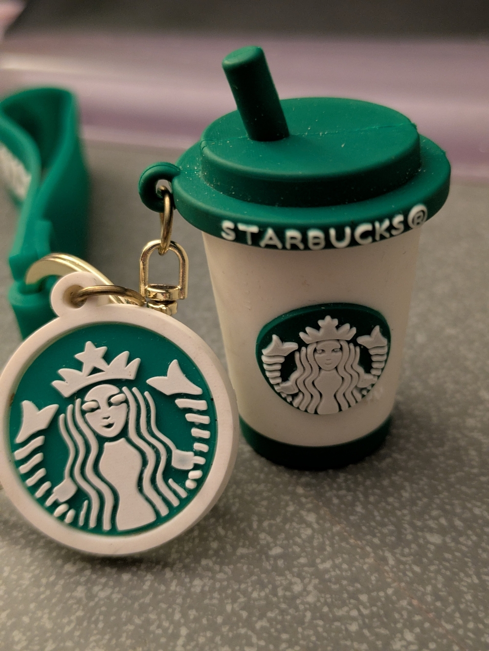 Starbucks Green & White Coffee Cup Keychain & Charm